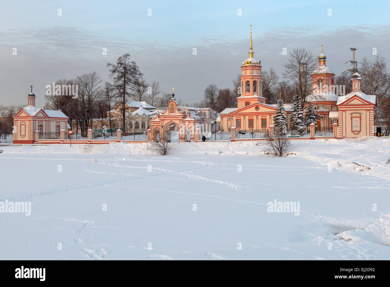 Manor Altufievo, the temple of the Exaltation of the Holy Cross. Winter, Moscow Stock Photo