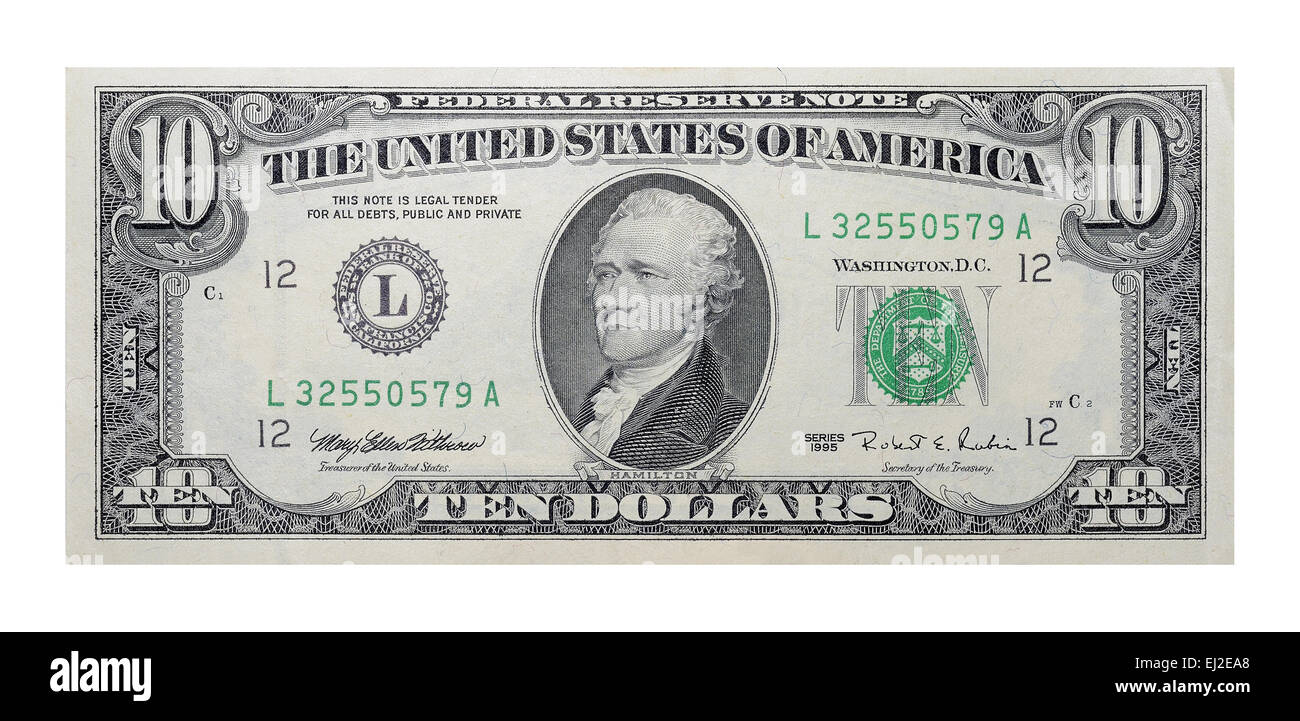 10 US dollars banknote Stock Photo