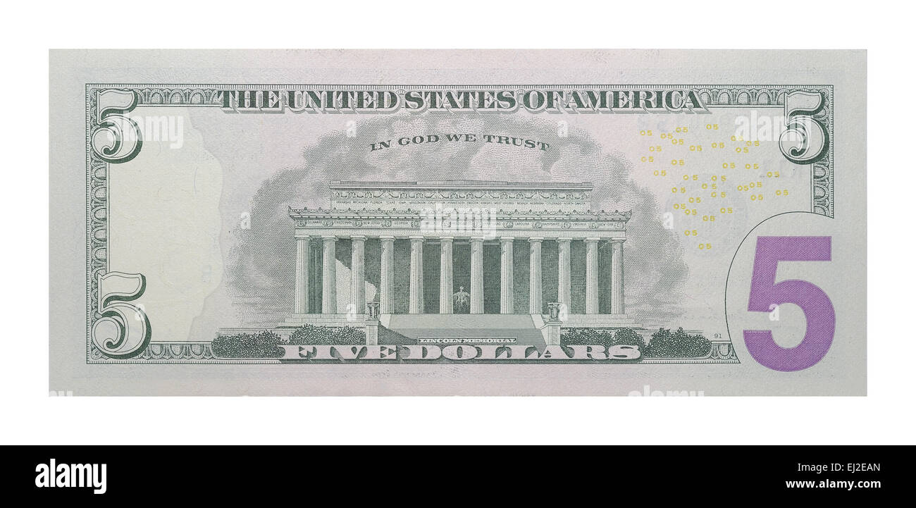 New 5 US dollars banknote Stock Photo