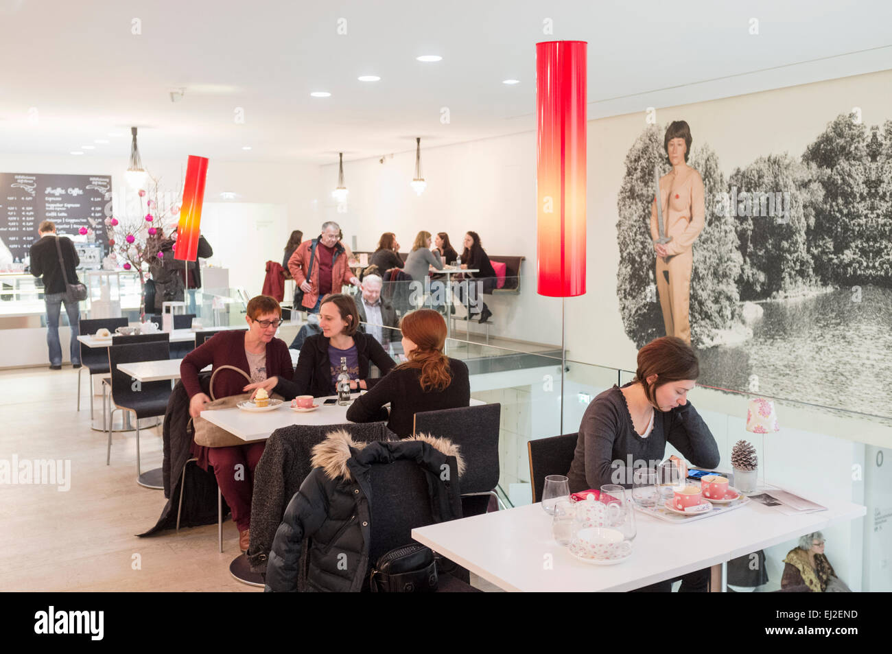 People at the cafeteria of the Mumok Museum of Modern Art, Vienna, Austria Stock Photo