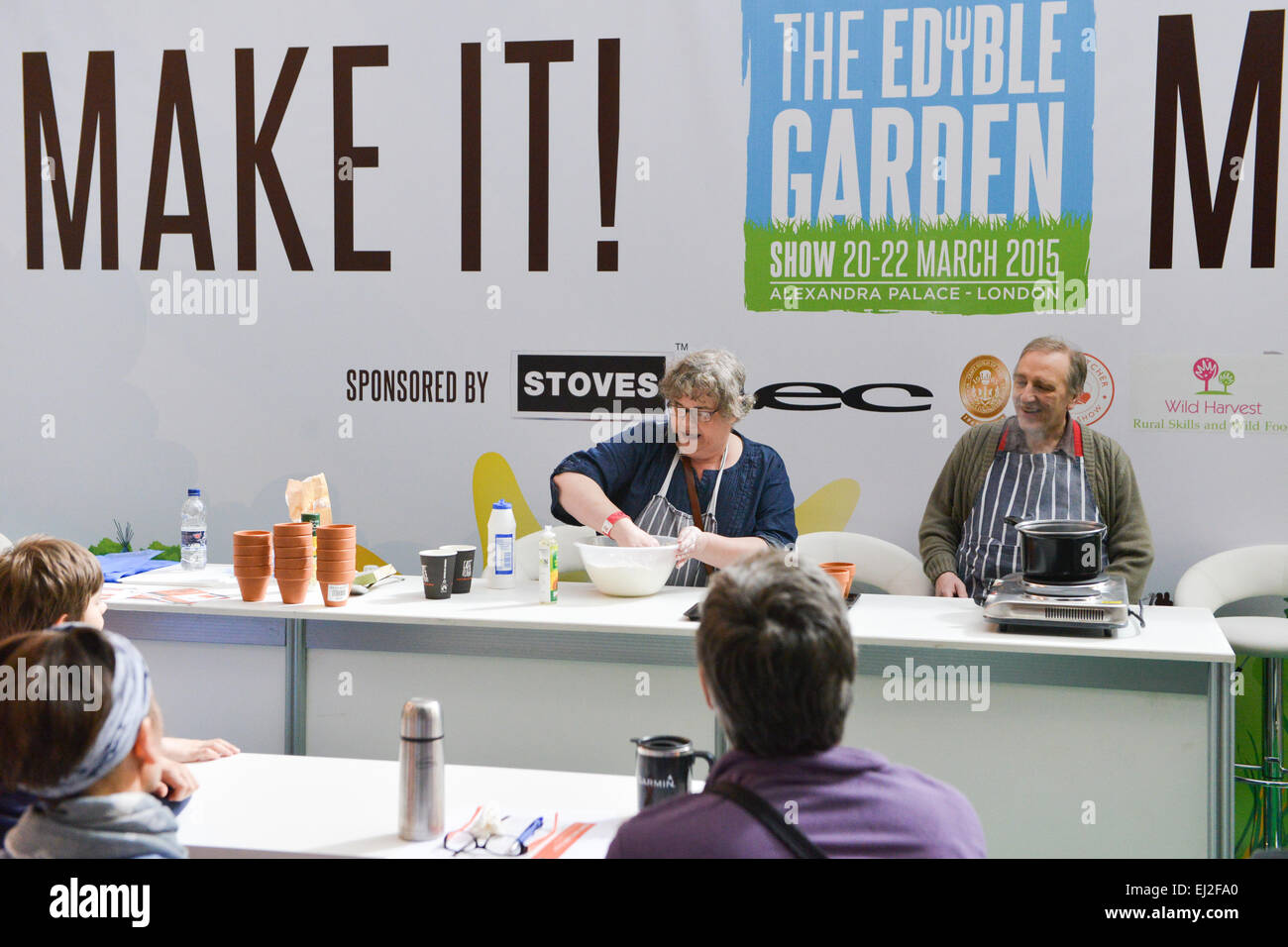 Alexandra Palace, London, UK. 20th March 2015. Cooking demonstrations at Ally Pally.  The Edible Garden, Good Life Live show is on at Alexandra Palace, with exhibits and stall for growing your own food and produce. Credit:  Matthew Chattle/Alamy Live News Stock Photo