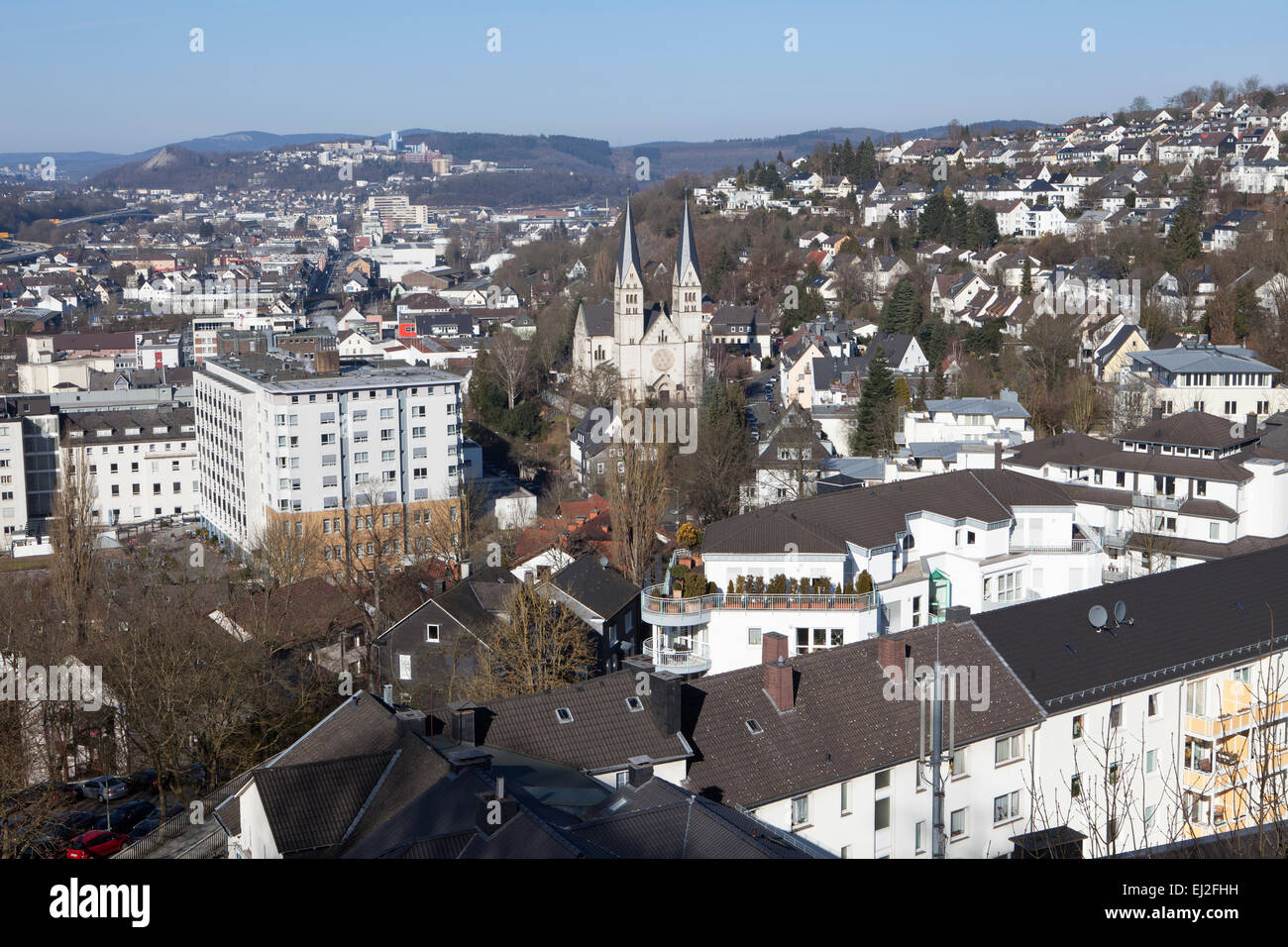 Panoramic view of Siegen, North Rhine-Westphalia, Germany, Europe, Stock Photo