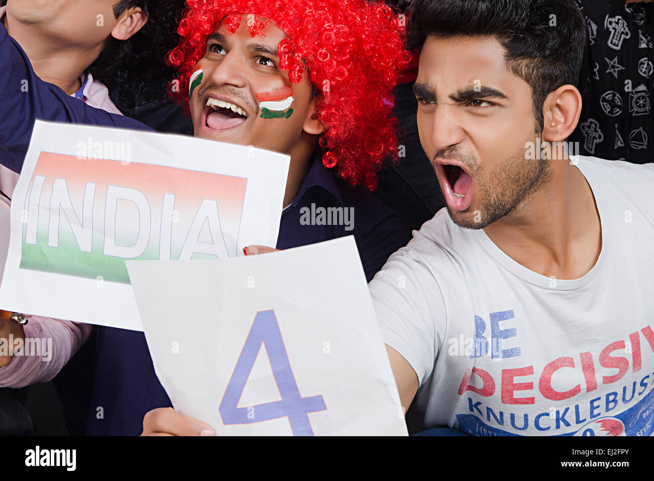 indian Cricket Spectators Group Crowds Stock Photo