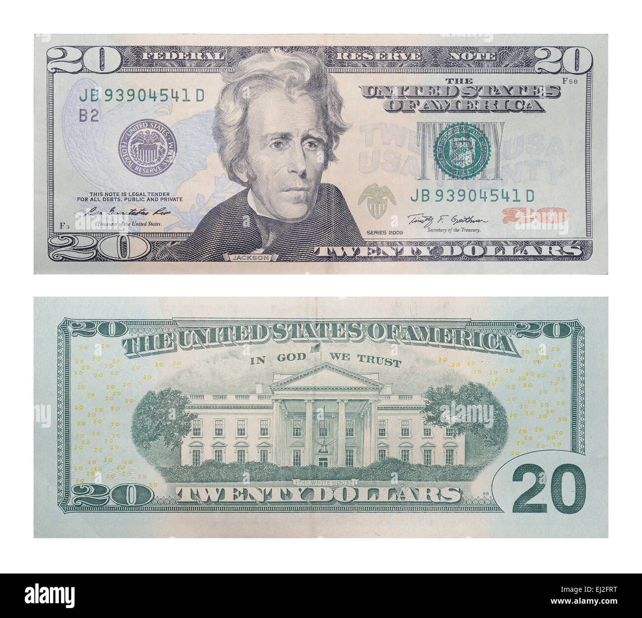 New 20 US dollars banknote Stock Photo
