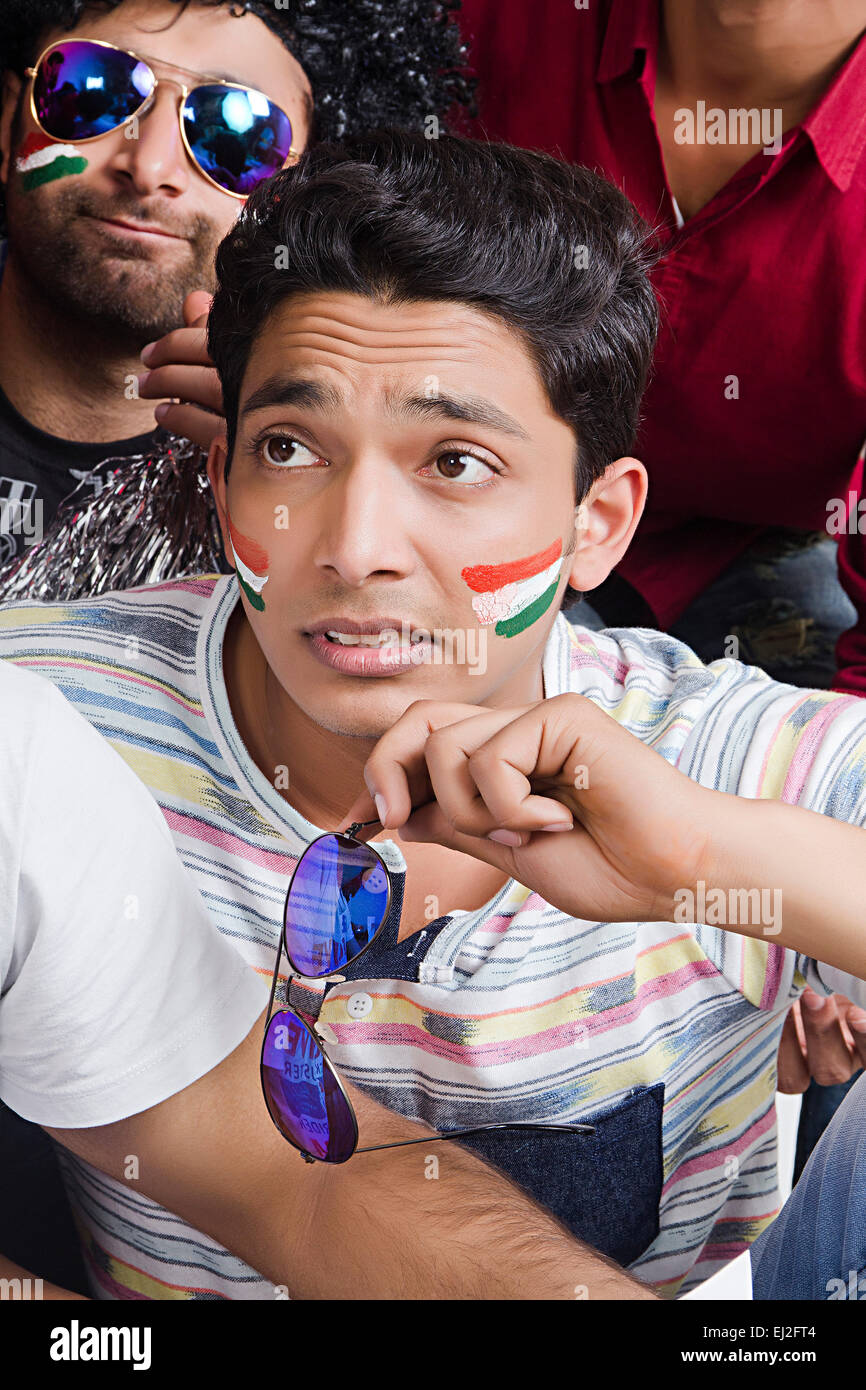 indian Cricket Spectators Group Crowds Stock Photo