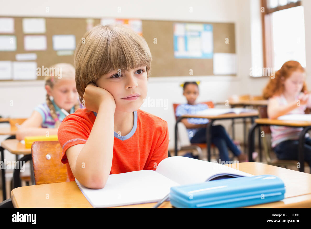 Concentrate pupils sitting at his desk Stock Photo - Alamy