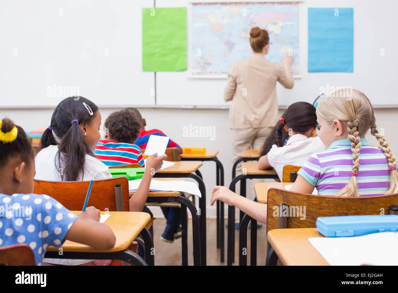 Naughty pupil in class Stock Photo