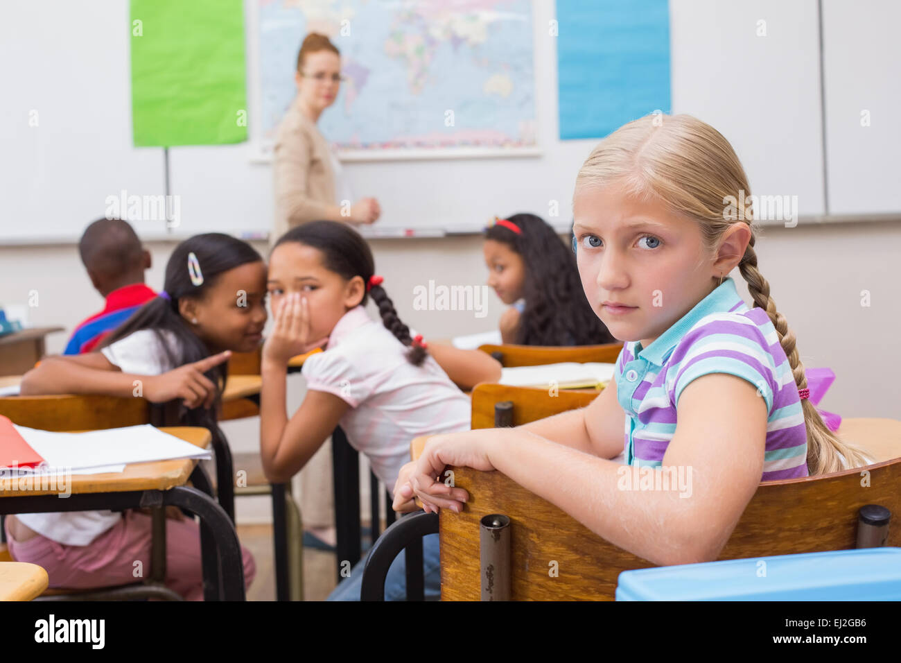 Naughty pupils in class Stock Photo
