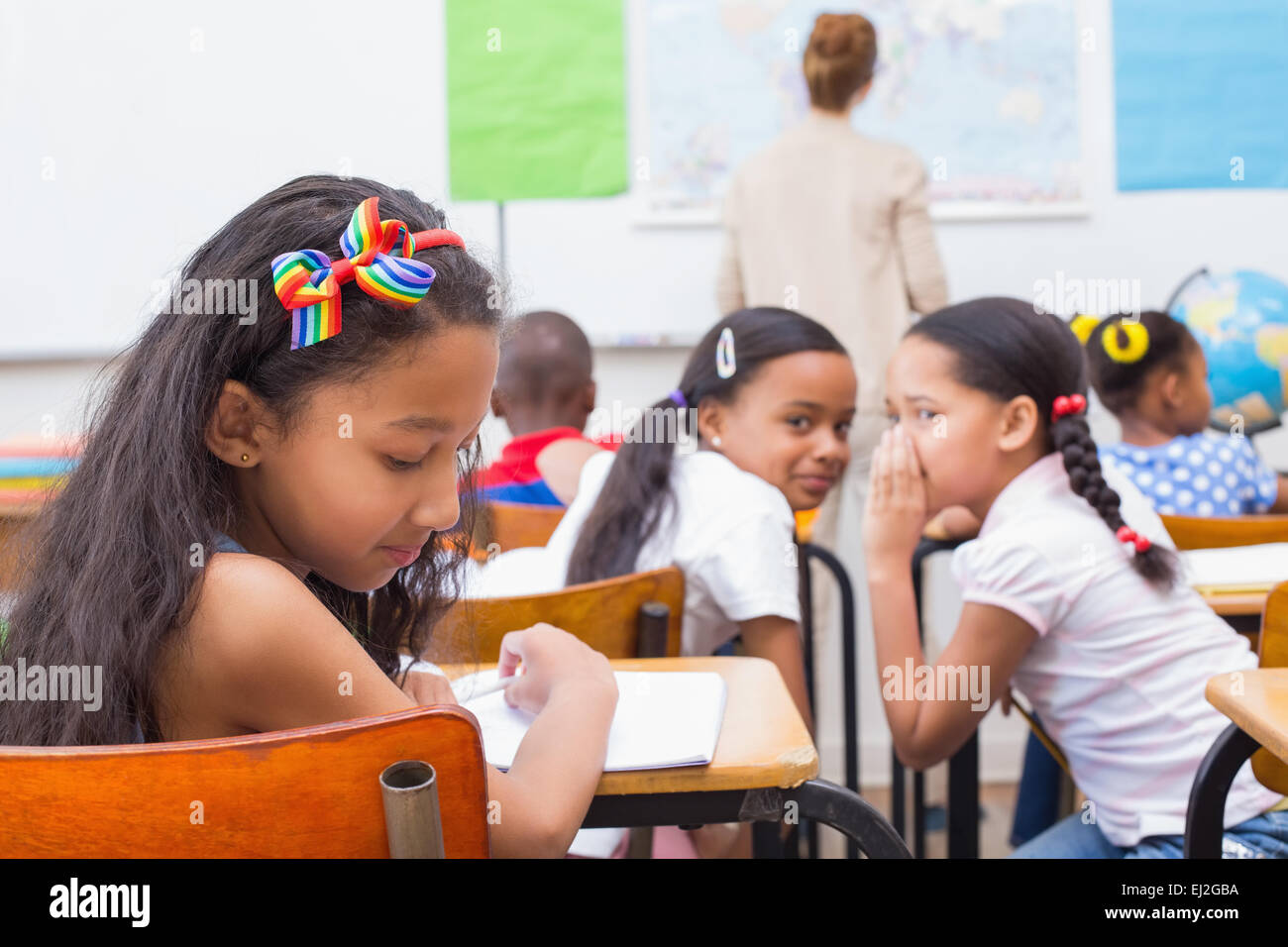 Naughty pupils in class Stock Photo