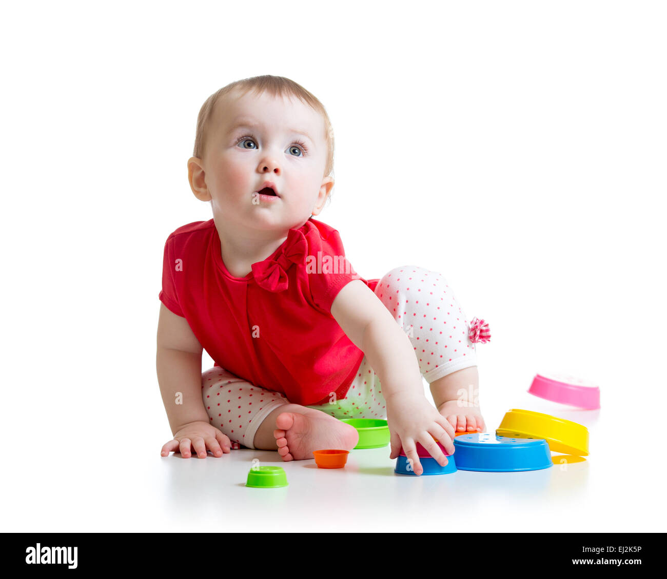 little girl playing with toys isolated Stock Photo - Alamy