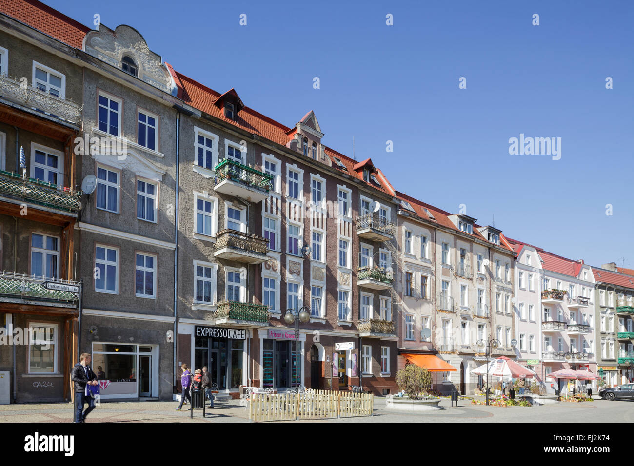 Old Town Pedestrian Area in Slubice, Poland Stock Photo