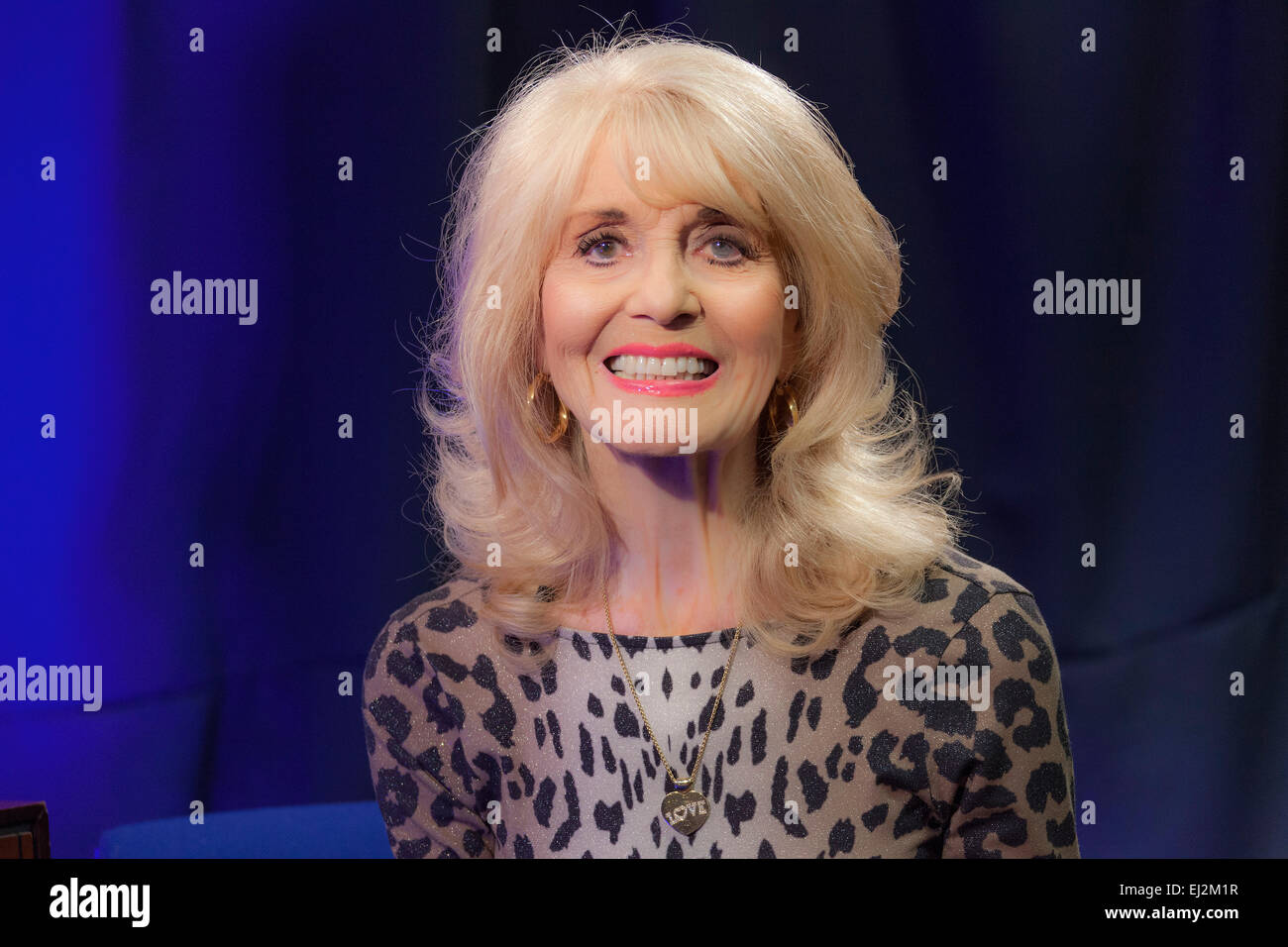 Walsall, West Midlands, UK. 20 March 2015. English pop singer Julie Rogers at a recording of ‘The David Hamilton Show’ for Big Centre TV. Hosted by presenter and broadcaster ‘Diddy’ David Hamilton the show features famous personalities from across the music and television spectrum. Credit:  John Henshall / Alamy Live News PER0520 Stock Photo
