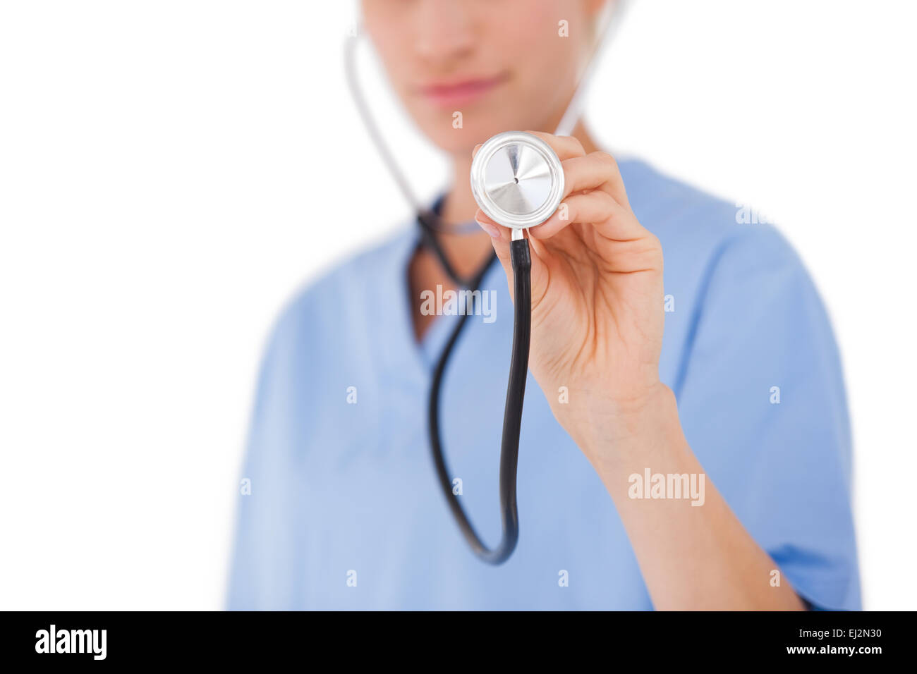 Doctor listening with stethoscope Stock Photo Alamy