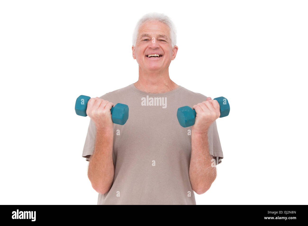 Senior man lifting hand weights Stock Photo Alamy