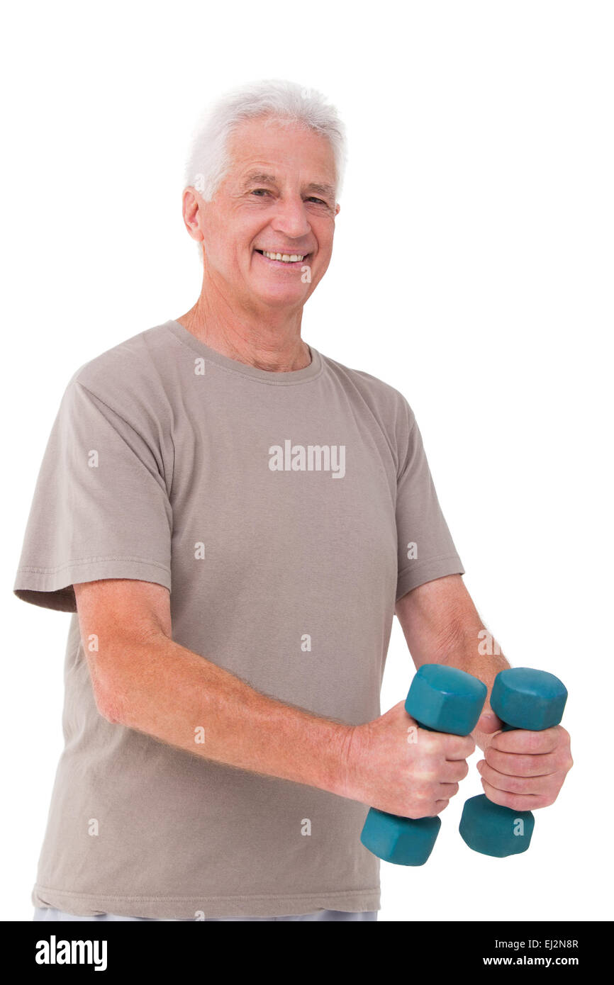 Senior man lifting hand weights Stock Photo Alamy
