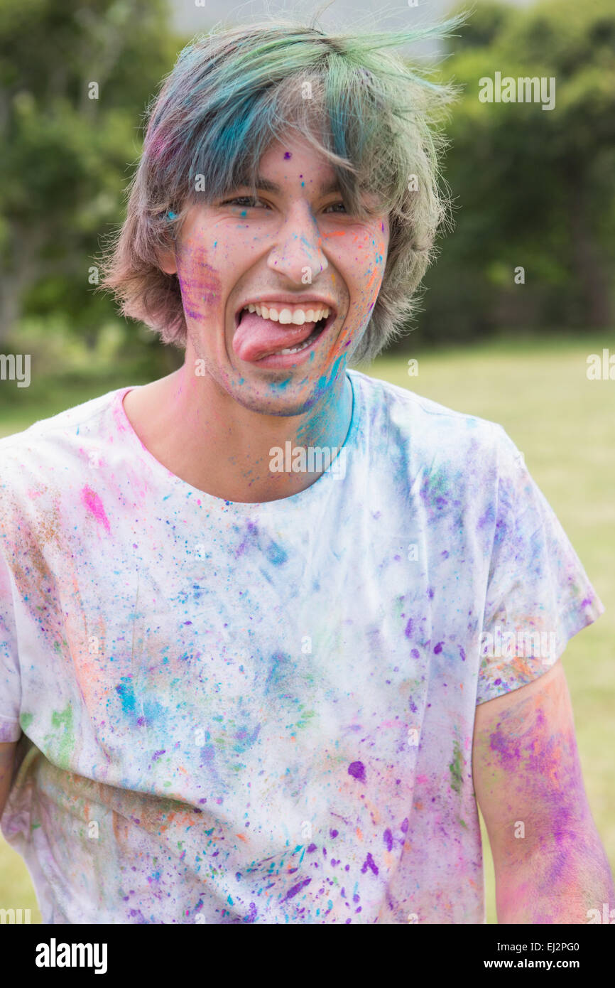 Powder Paint Playing Young man having fun with powder paint Stock Photo - Alamy