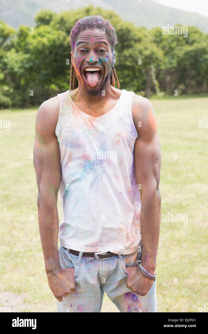 Powder Paint Playing Young man having fun with powder paint Stock Photo - Alamy