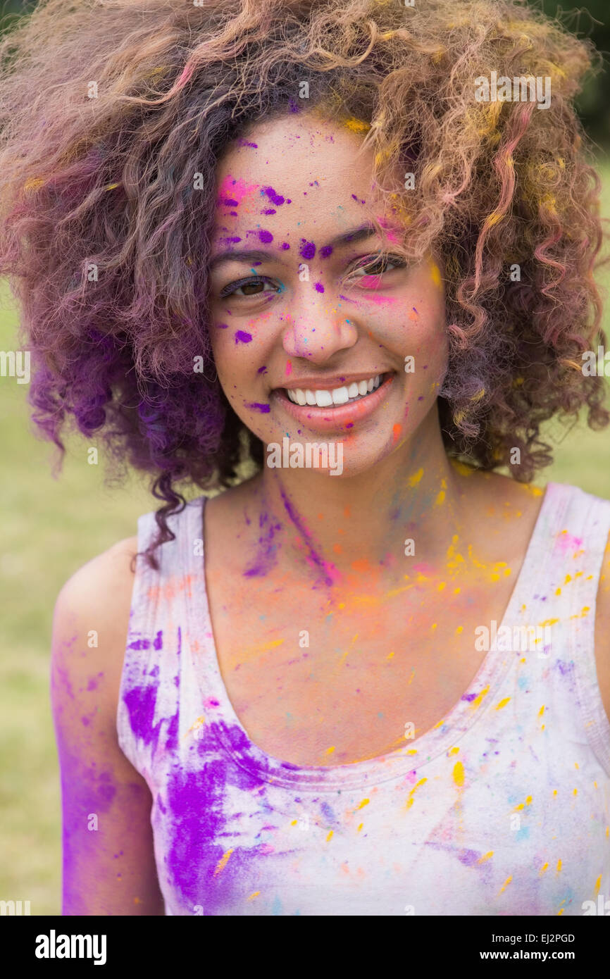 Powder Paint Playing Young woman having fun with powder paint Stock Photo - Alamy