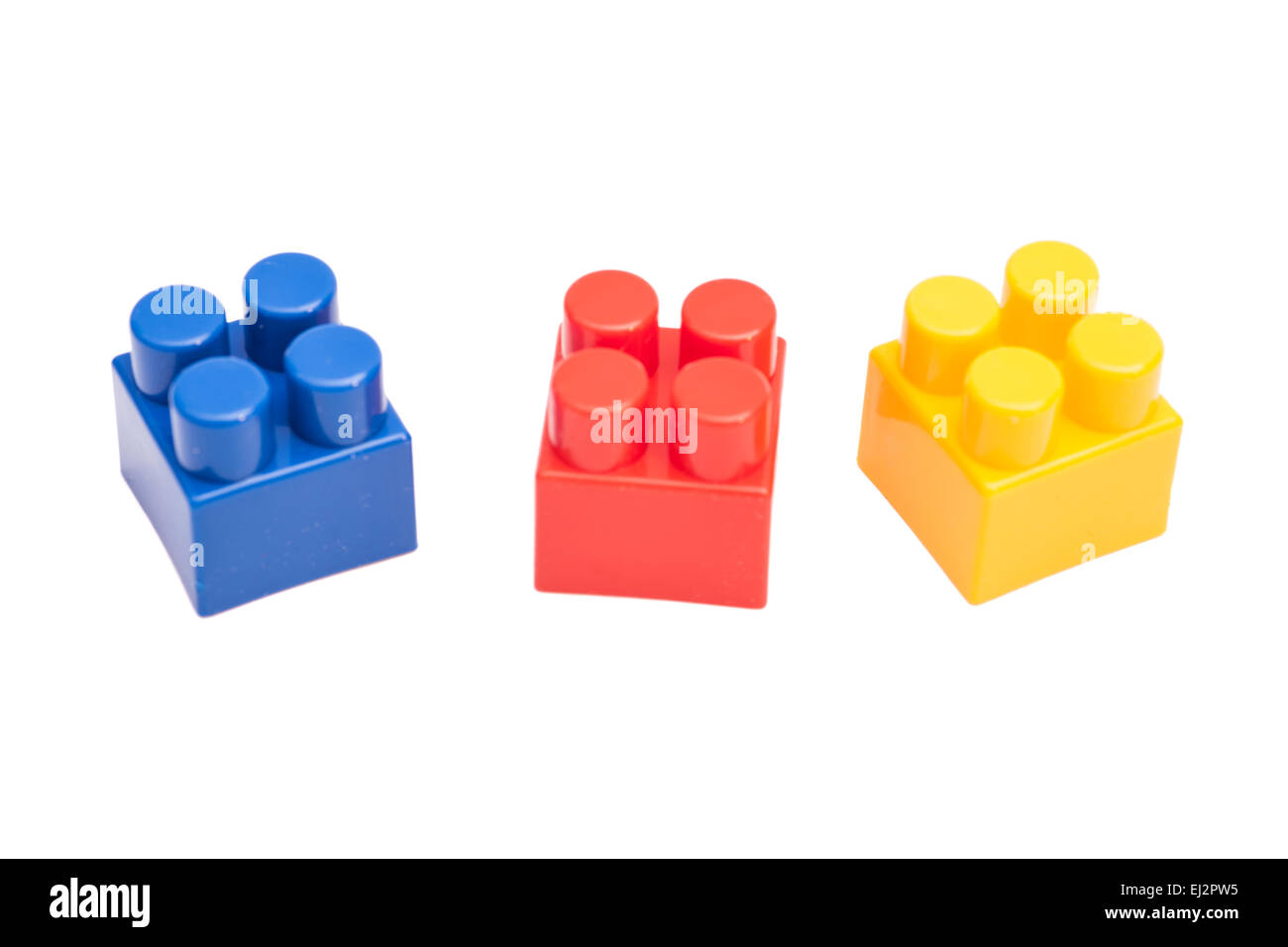 Plastic Toy Blocks On White Background Stock Photo - Alamy
