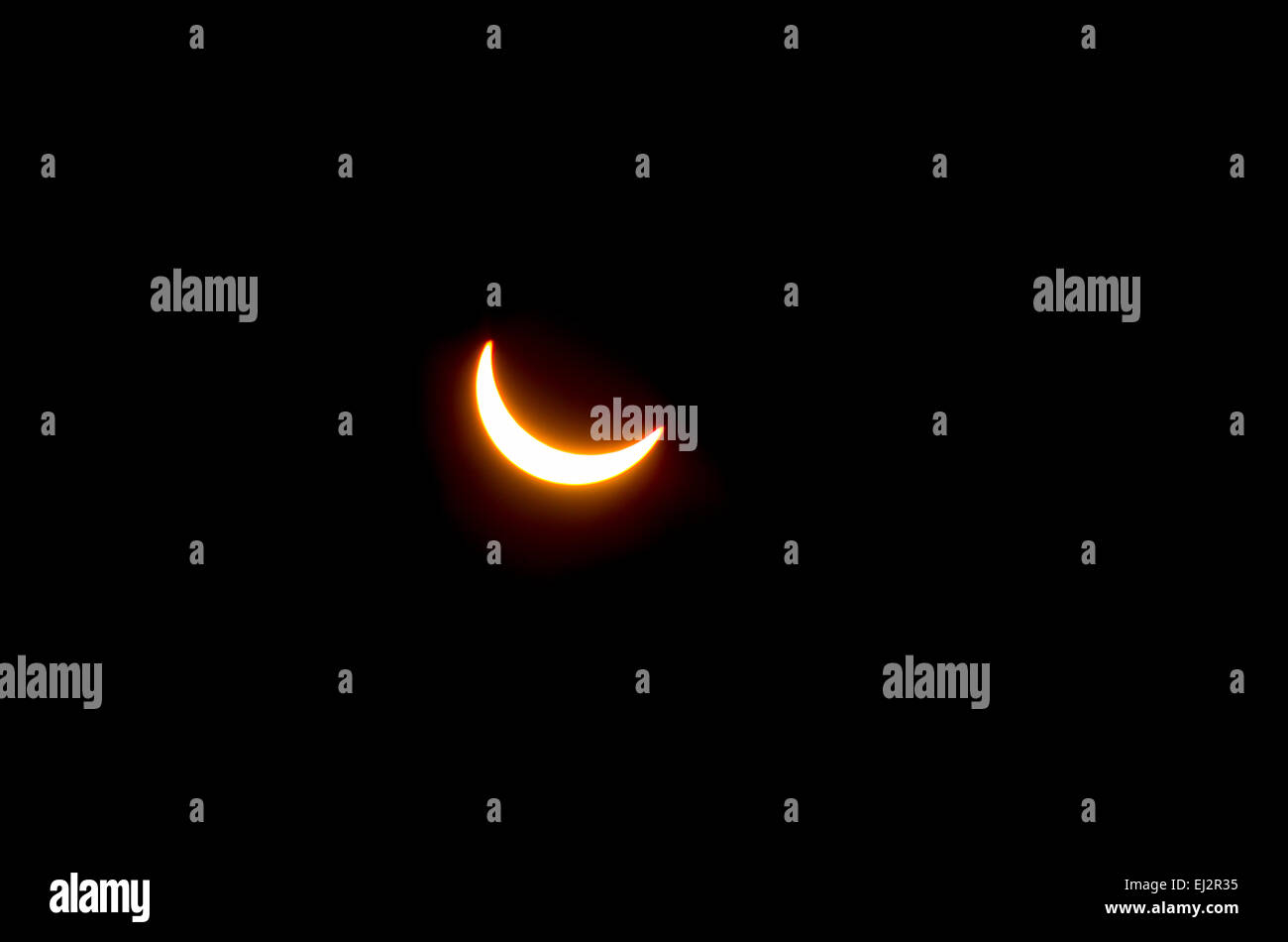An image of the May 2015 partial eclipse as seen over the UK. Stock Photo