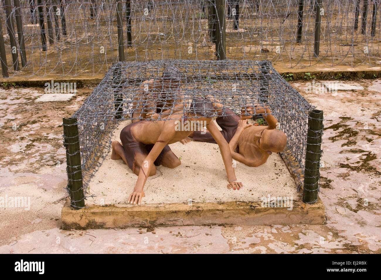 Former prison for prisoners of war on Phu Quoc Island, now a museum, sculptures depict the conditions of detention, Phu Quoc Island, Vietnam, Asia Stock Photo