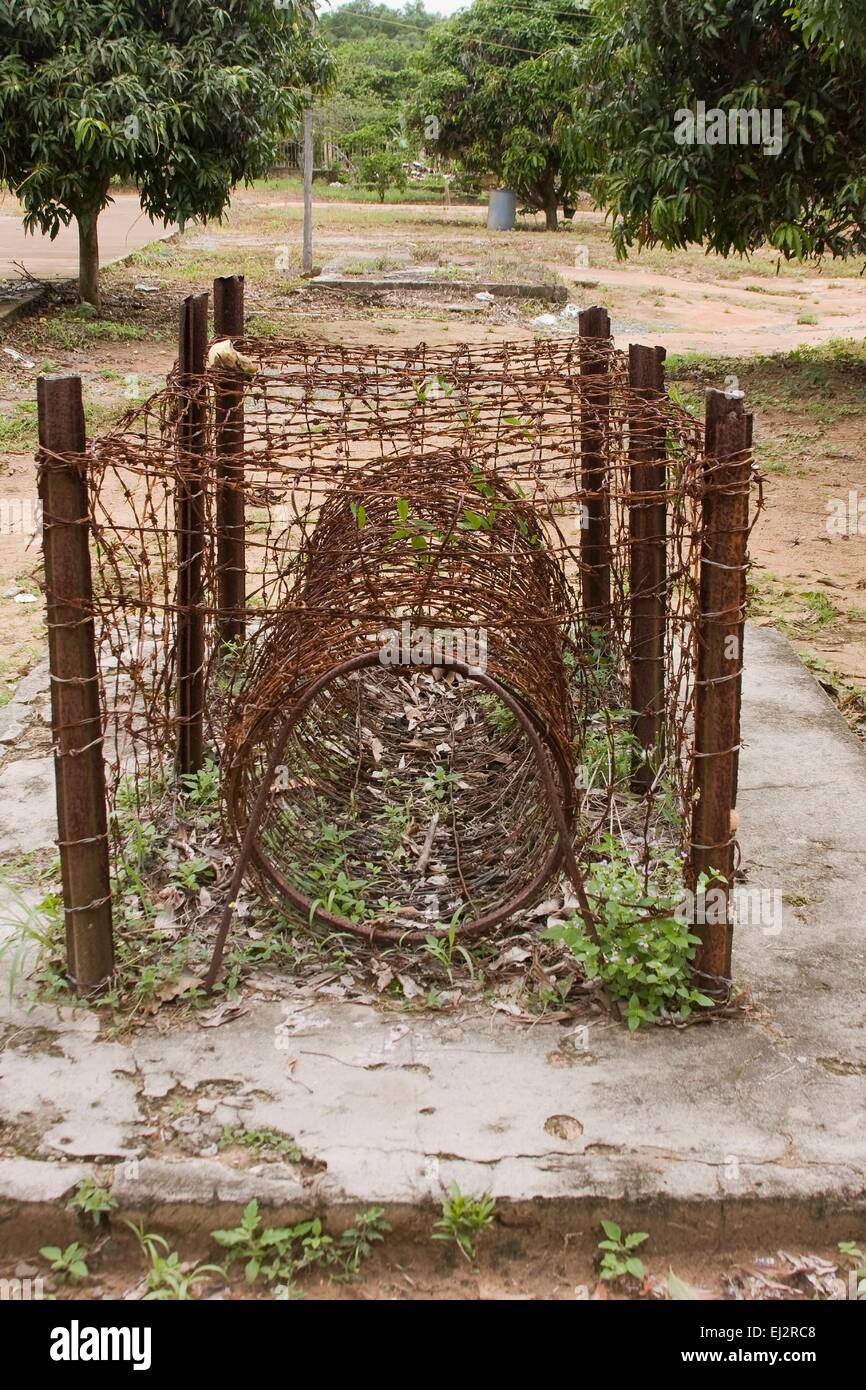 Old original 'tiger cage', an inhuman way of detaining prisoners during the Vietnam War, old prison on Phu Quoc, now a museum, Phu Quoc Island, Vietna Stock Photo