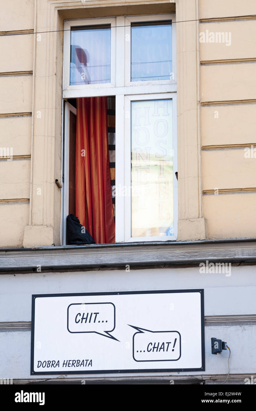 Chit Chat tea room and cafe in Kazimierz, Old Town, Krakow, Poland in September Stock Photo