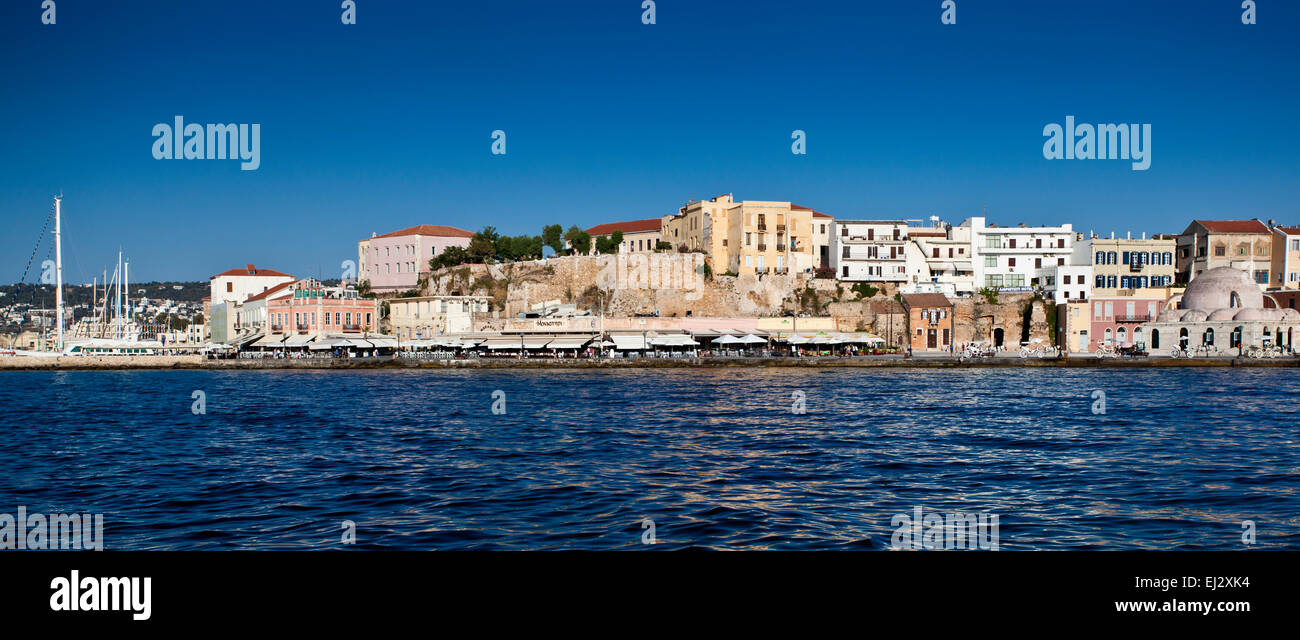 The Chania venetian Promenade in Crete, Greece. Stock Photo