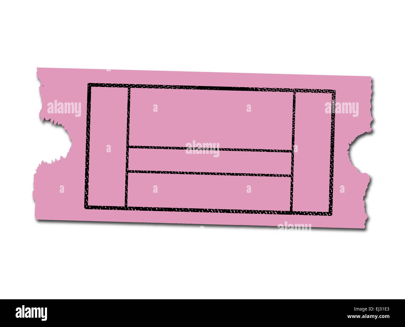 A pink cinema ticket with no information on a white background Stock Photo