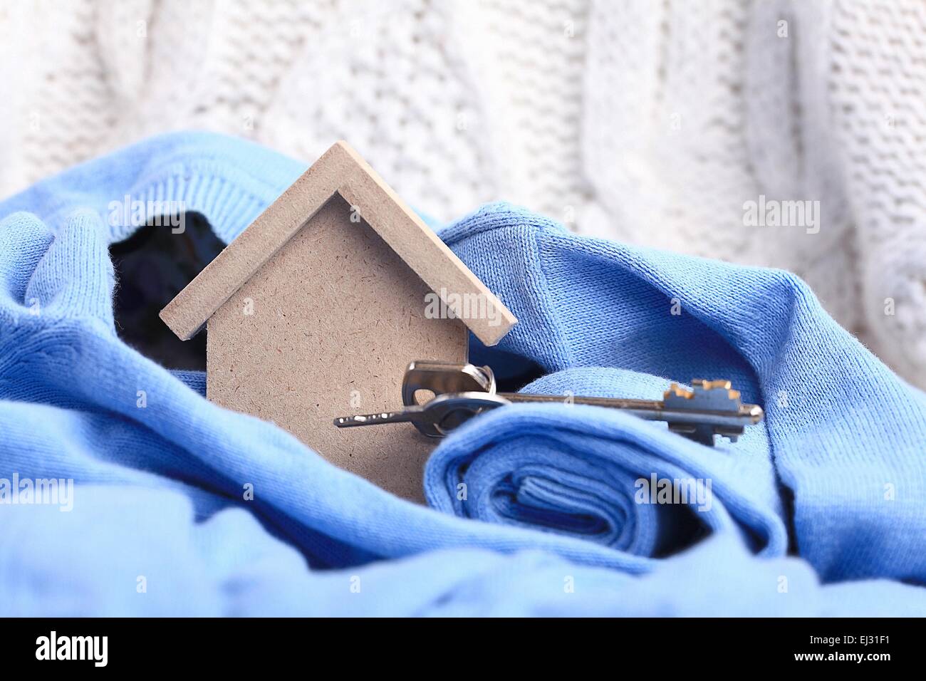 wooden toy house - home purchase mortgage concept Stock Photo