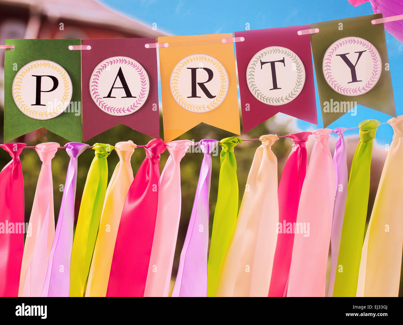 Colourful party swag banner Stock Photo Alamy