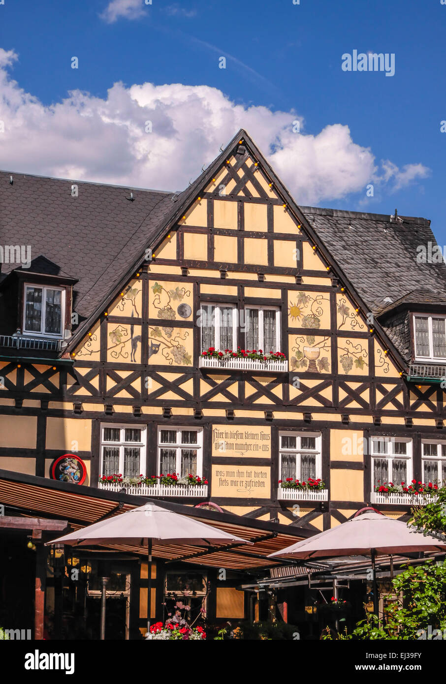 Wine Bar in Ruedesheim in the Rheingau, Hesse, Germany Stock Photo