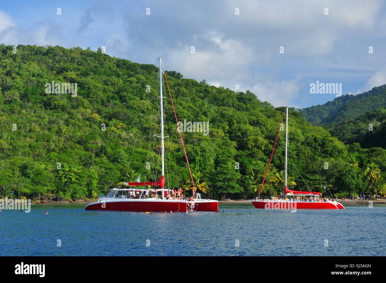 FORTDEFRANCE, MARTINIQUE Tourists sail in luxurious catamaran across