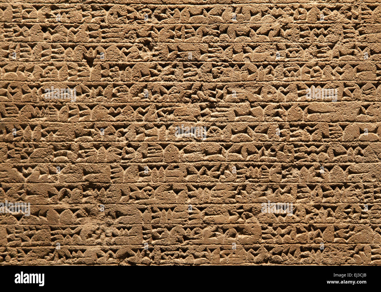 Close-up of ancient clay tablet with cuneiform writings Stock Photo
