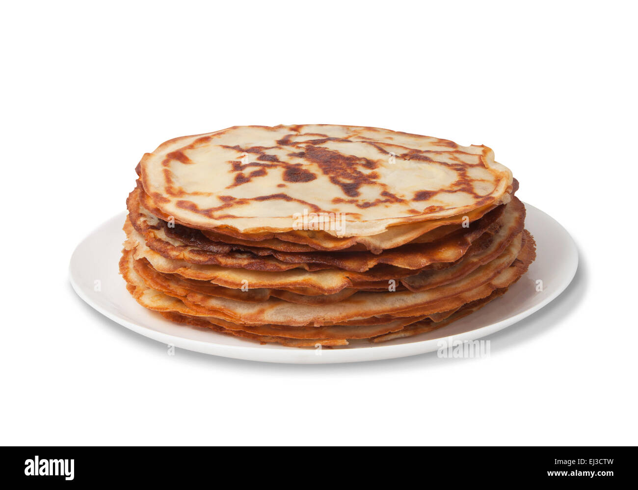 Stack of pancakes on a plate isolated over white Stock Photo