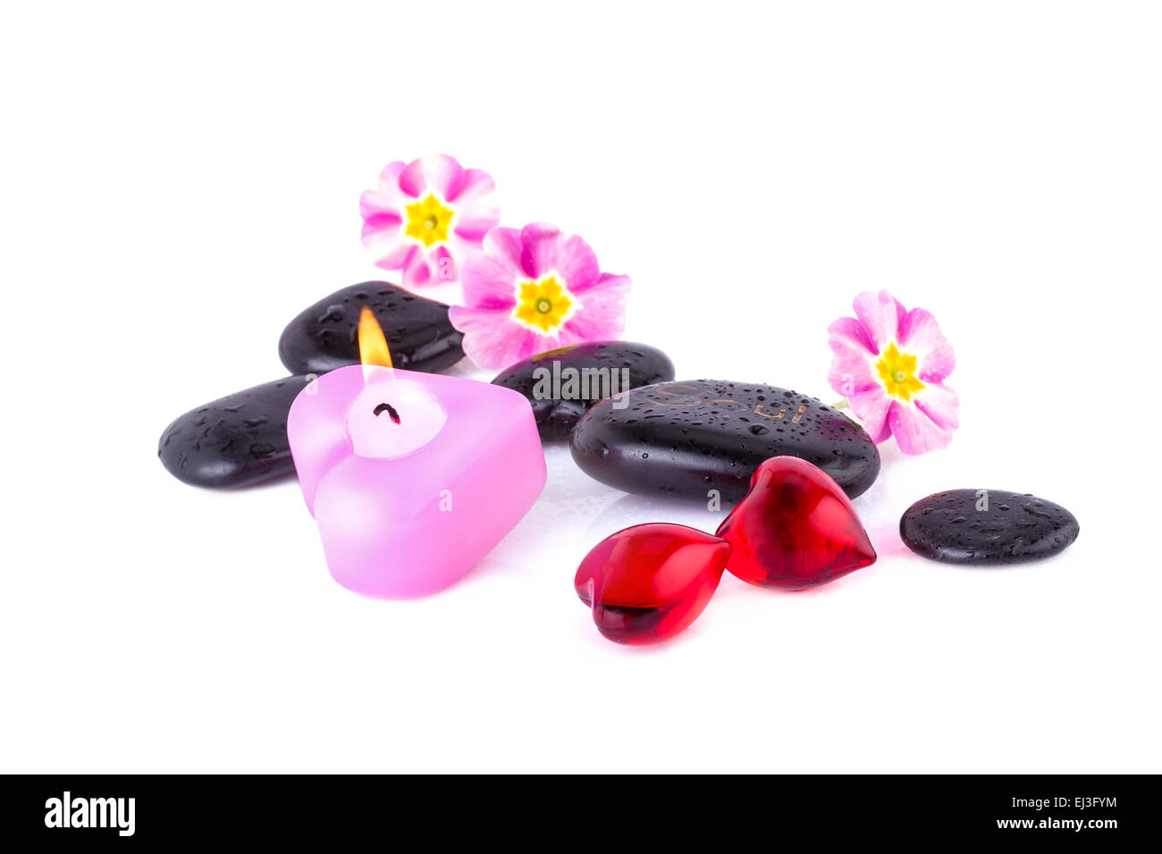 spa wellness concept two red hearts Stock Photo