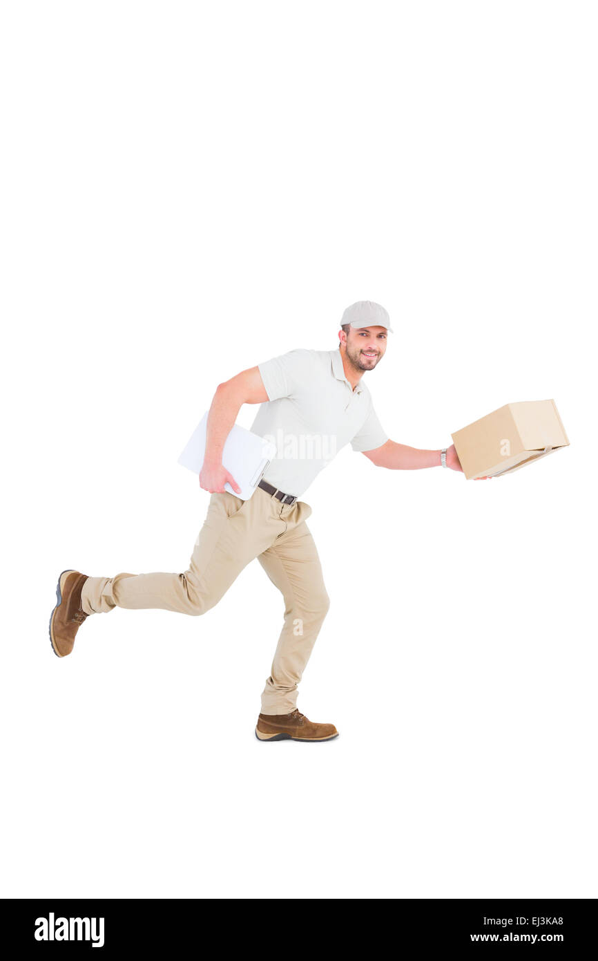 Speedy Delivery. Delivery man running with a parcel and a letter on a white  back , #Ad, #running, #parcel, #man, #Speedy, …