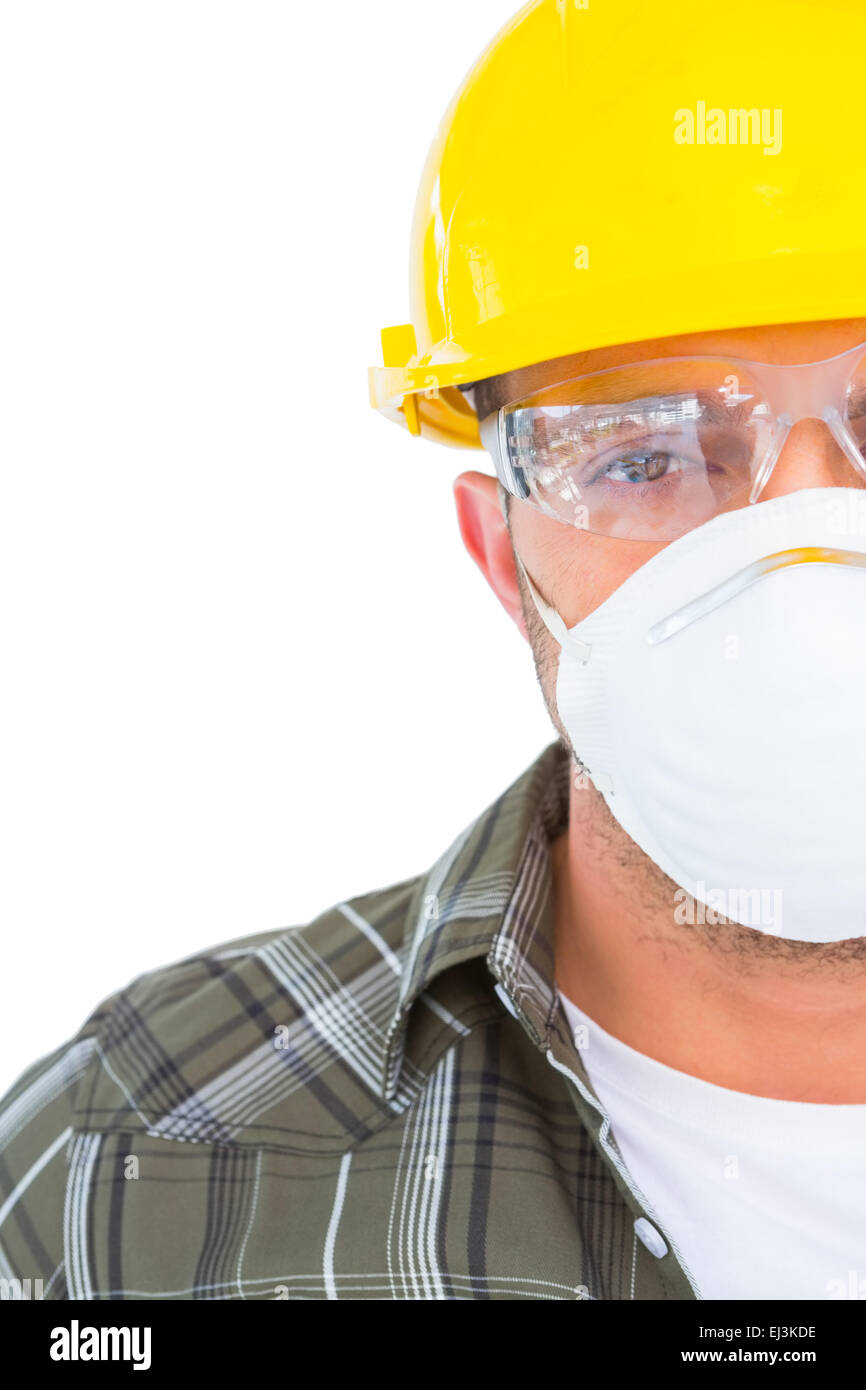 Handyman wearing protective work wear Stock Photo