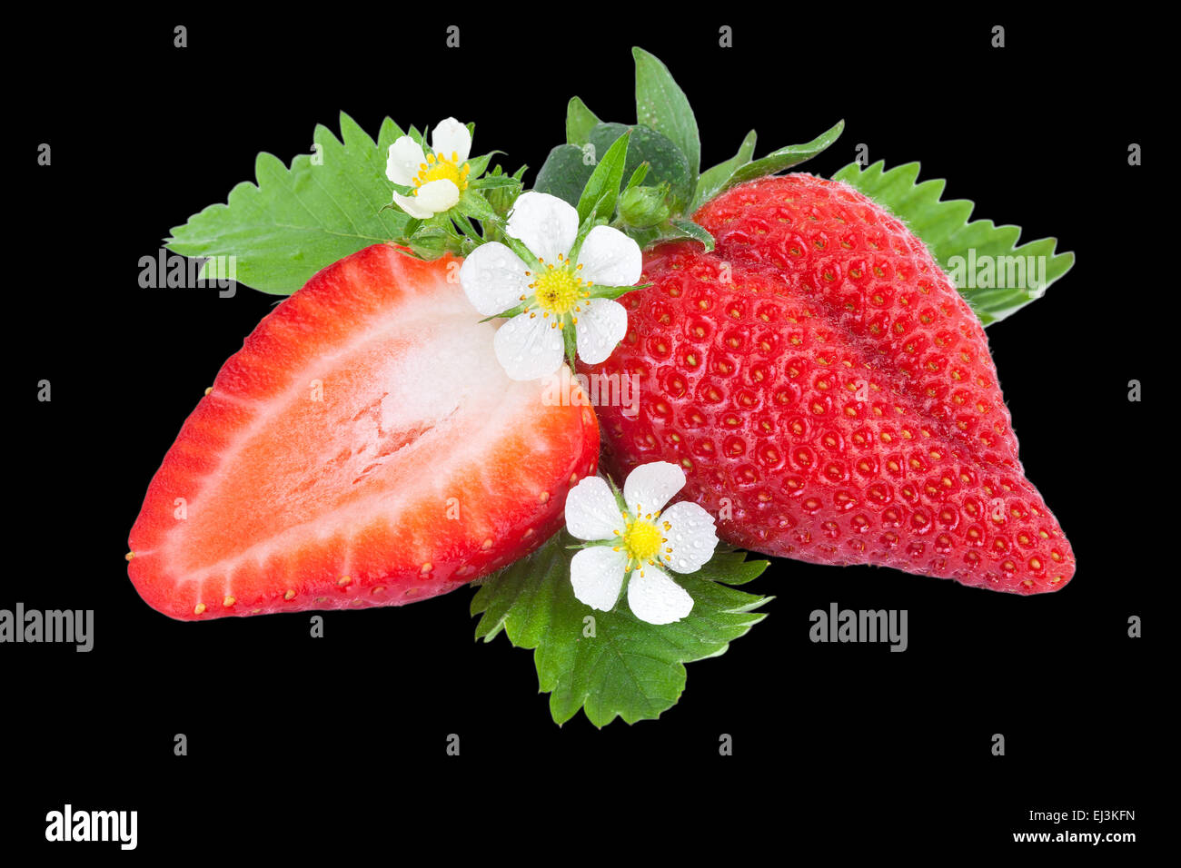 strawberries over black background isolated cutout Stock Photo - Alamy