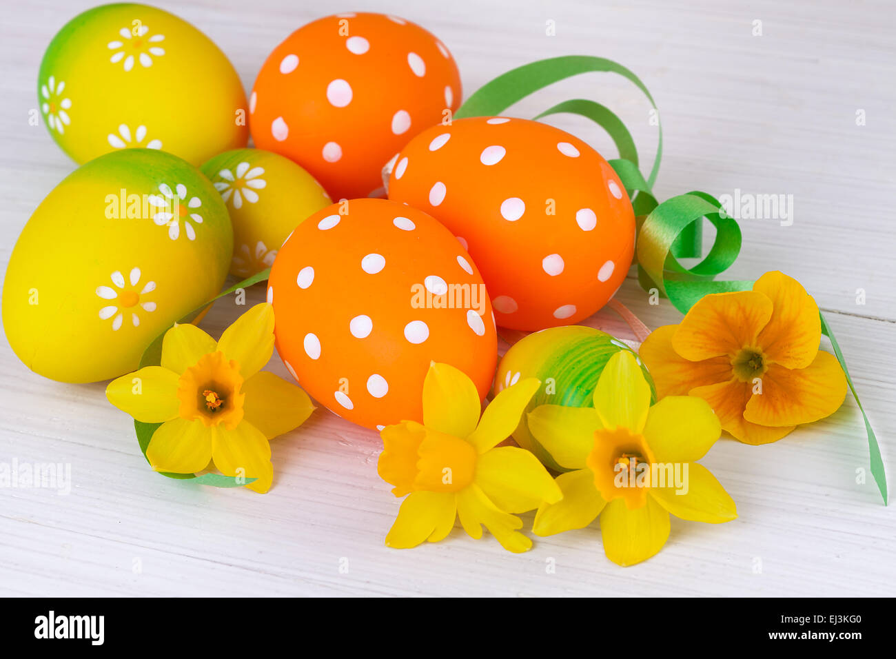 Easter decoration in yellow orange color Stock Photo Alamy