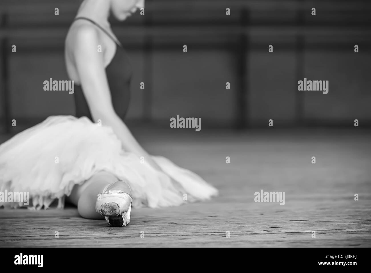 Ballet Dancer Black And White Sitting