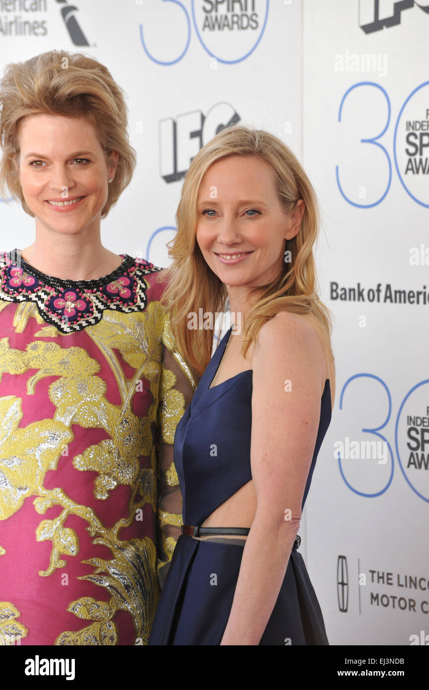SANTA MONICA, CA - FEBRUARY 21, 2015: Anne Heche & Princess Isabelle zu Hohenlohe-Jagstberg at the 30th Annual Film Independent Spirit Awards on the beach in Santa Monica. Stock Photo