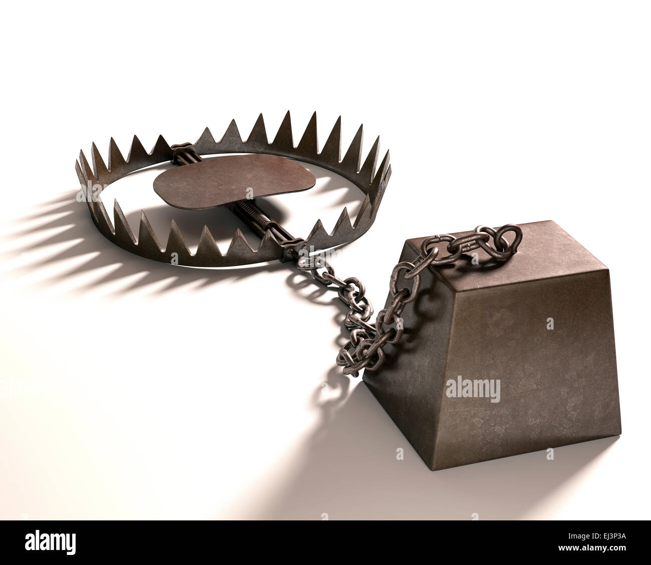 Animal trap and weight, illustration Stock Photo