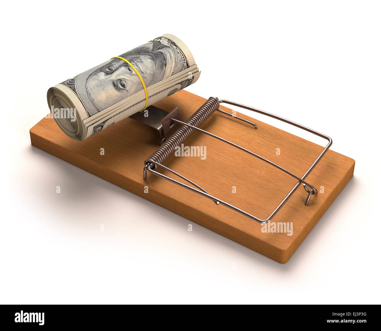 Mouse trap with bank notes, illustration Stock Photo