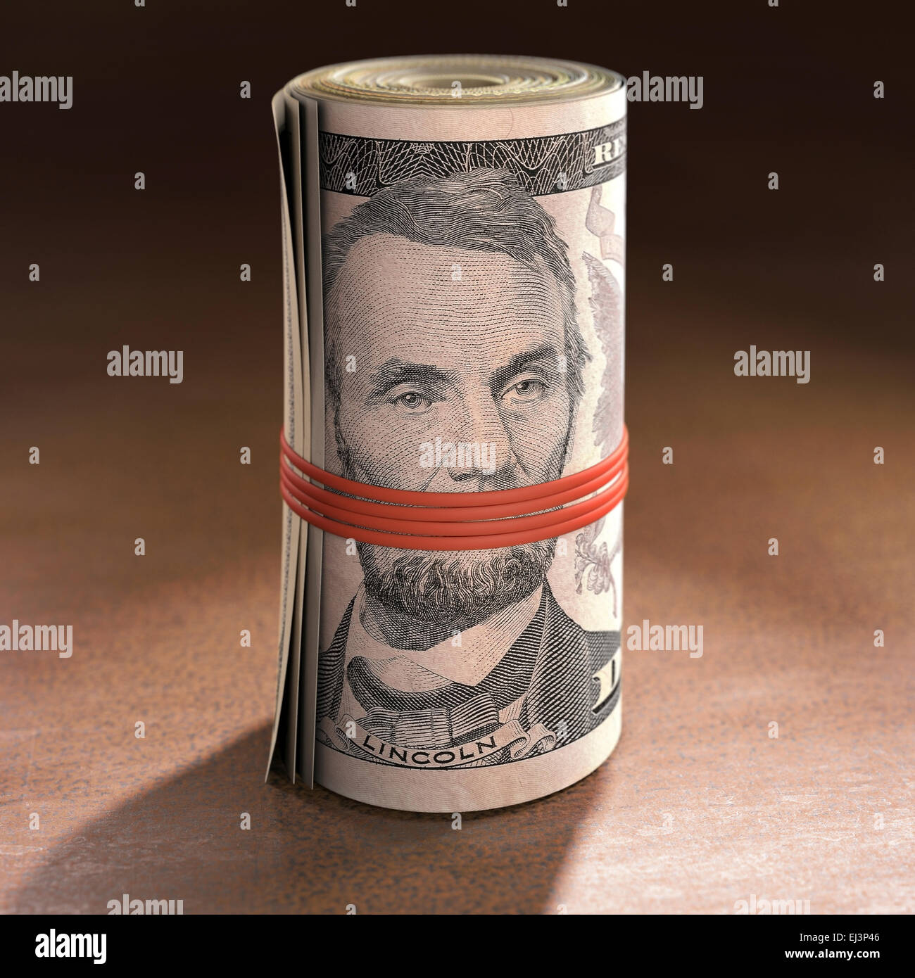 Dollar bills rolled up, illustration Stock Photo