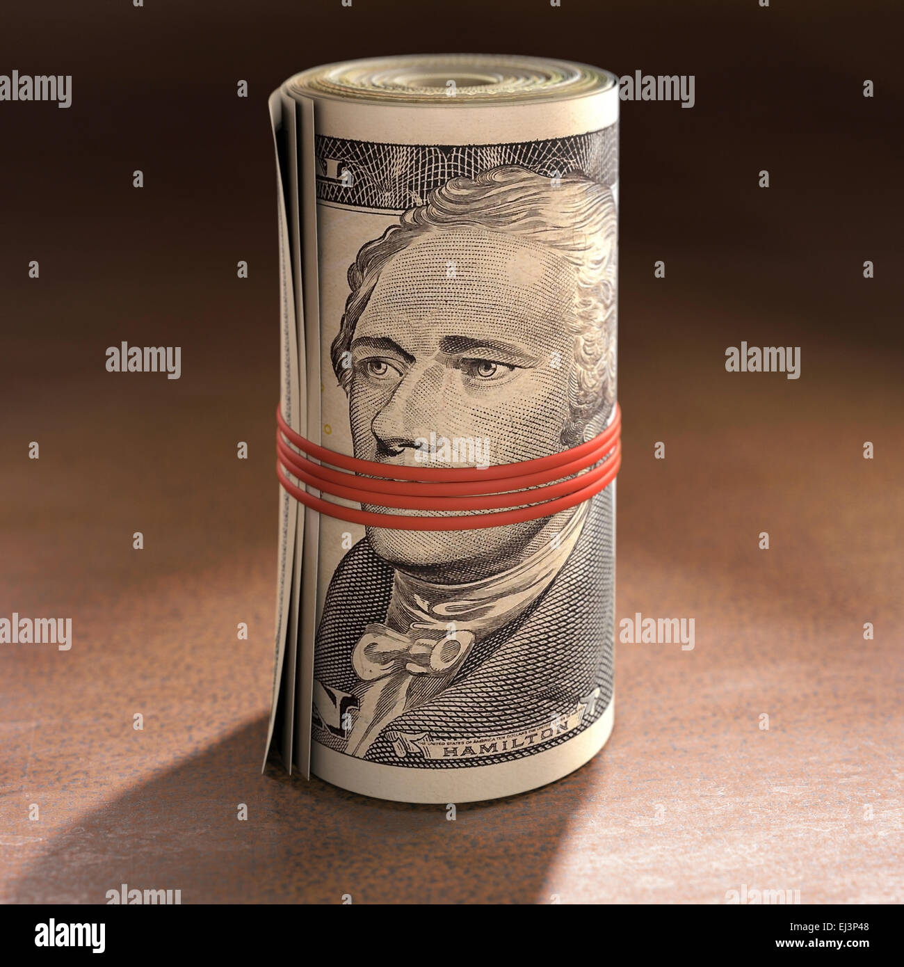 Dollar bills rolled up, illustration Stock Photo