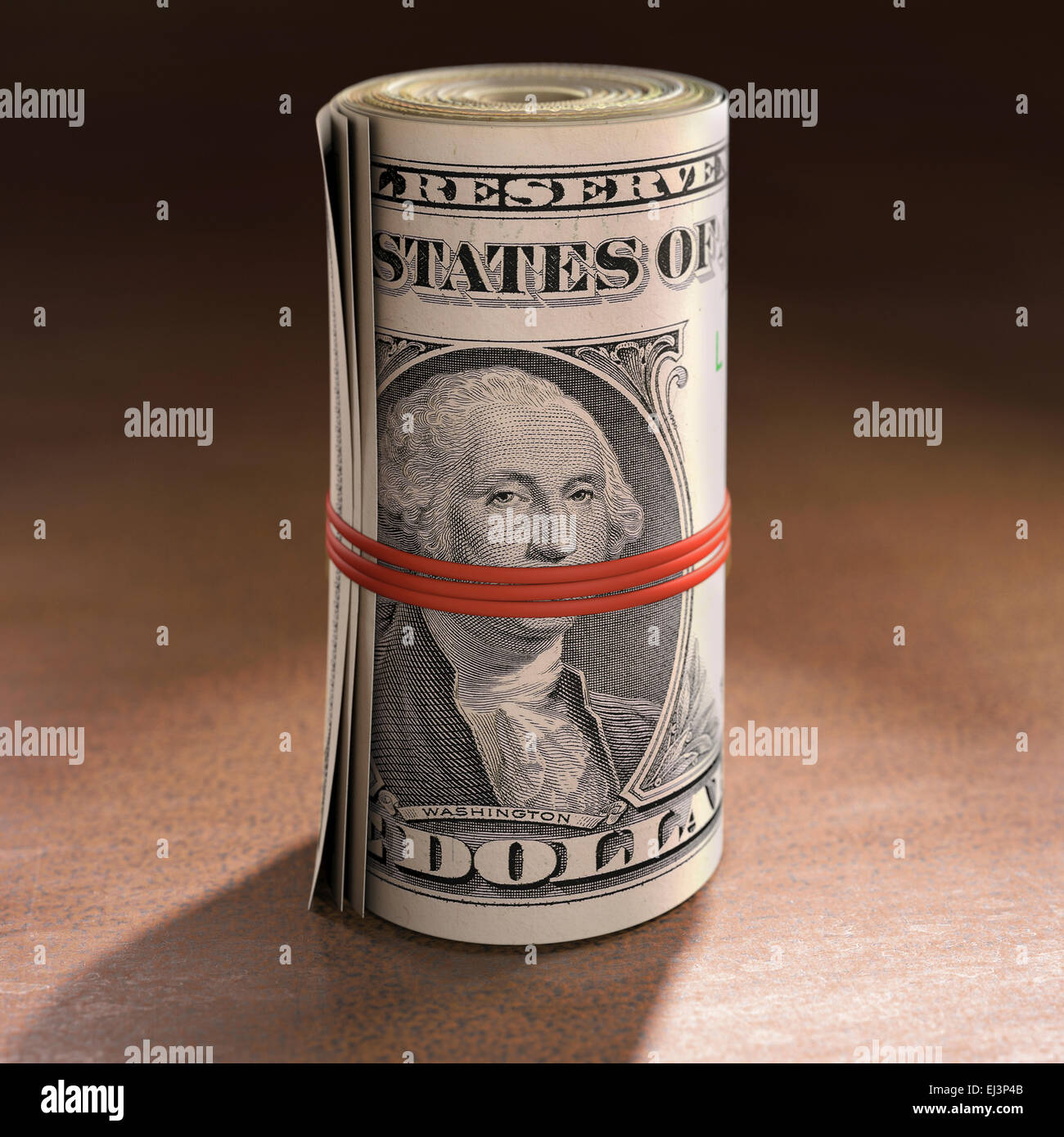 Dollar bills rolled up, illustration Stock Photo