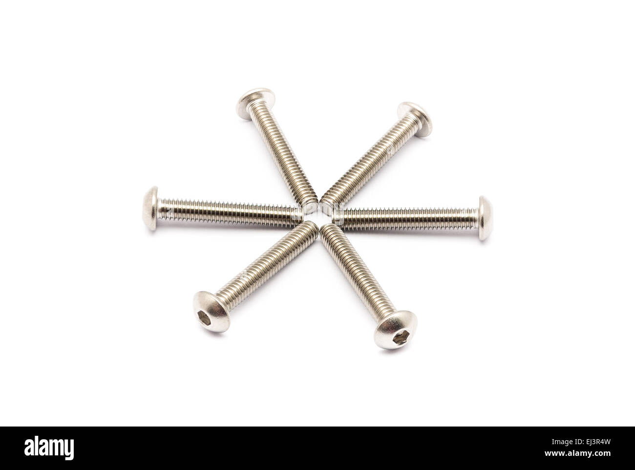 Round Pile of Ball-Hex-Head Stainless Steel Bolts. Stock Photo