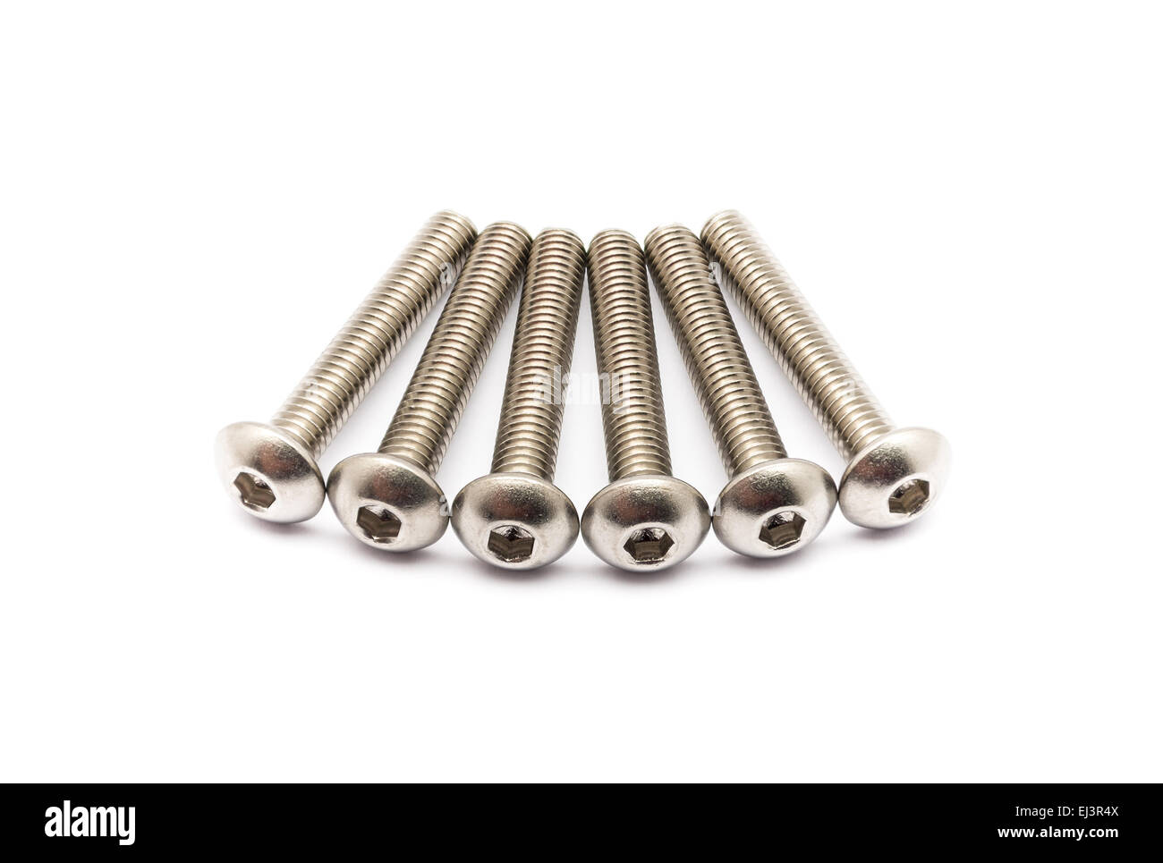 Pile of Ball-Hex-Head Stainless Steel Bolts. Stock Photo