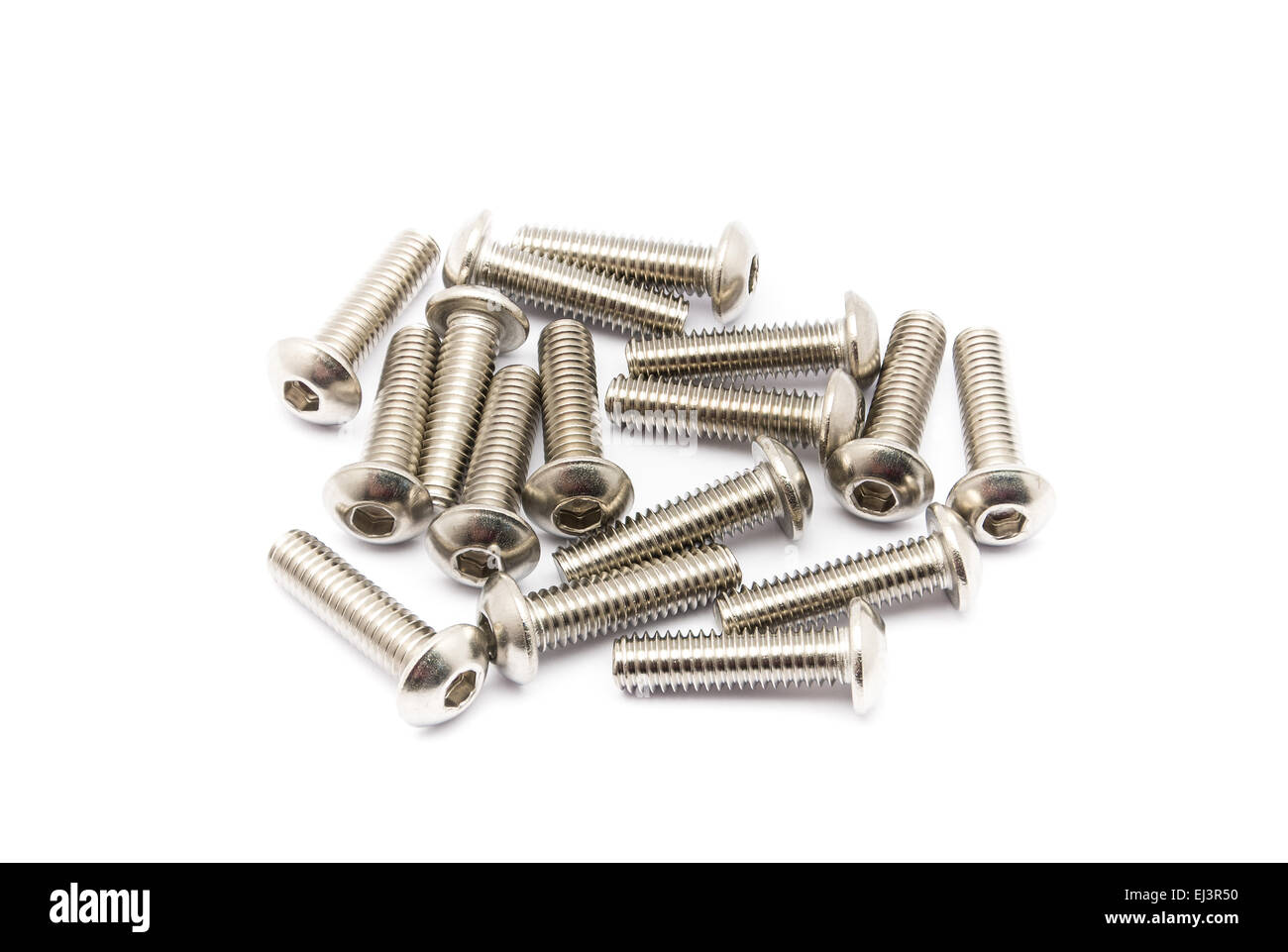 Pile of Ball-Hex -Head Stainless Steel Bolts. Stock Photo